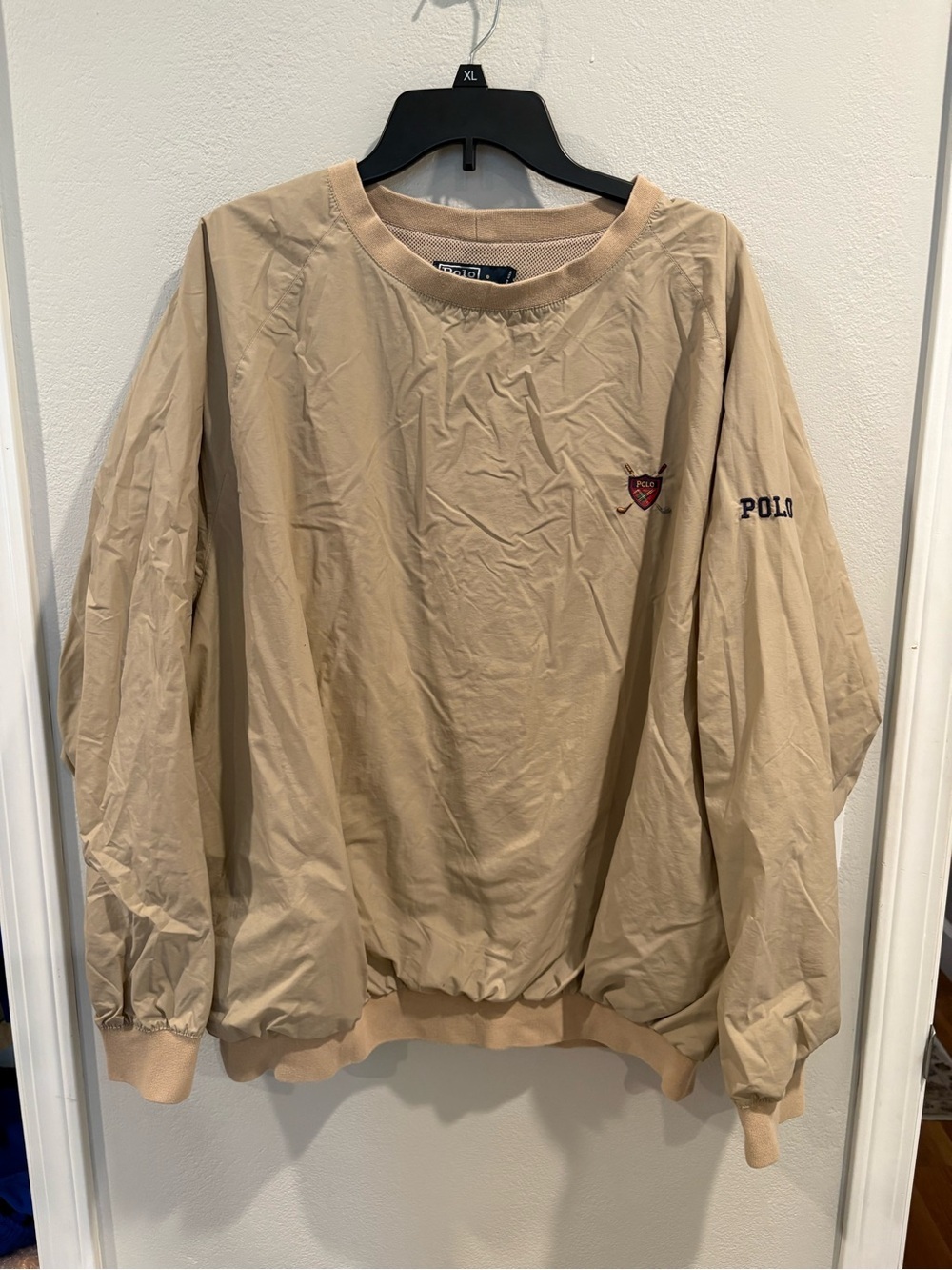 Polo Ralph Lauren Jacket Mens Large Beige Pullover Golf Windbreaker Lightweight